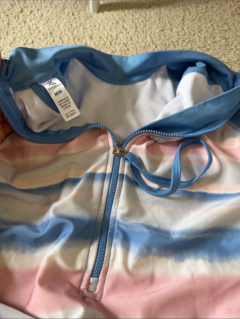 Kyodan Blue & Pink Striped Half-Zip swimwear